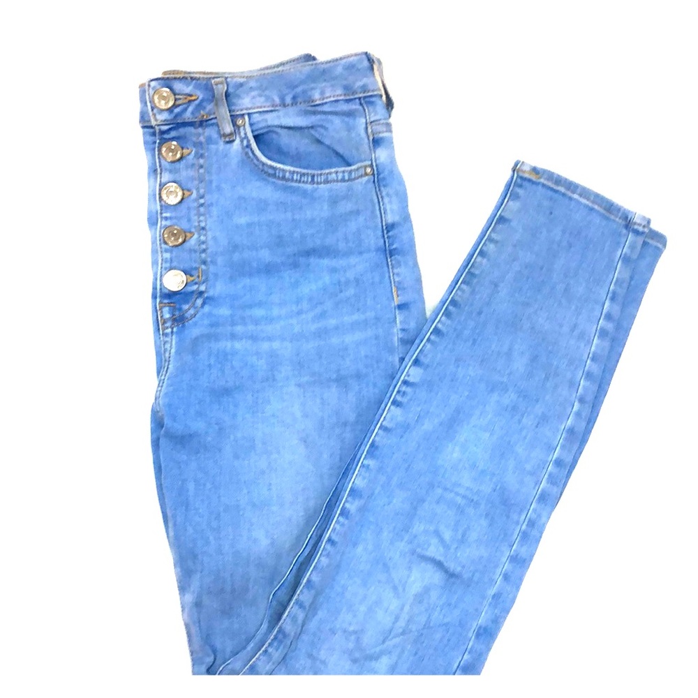 light denim high waisted jeans